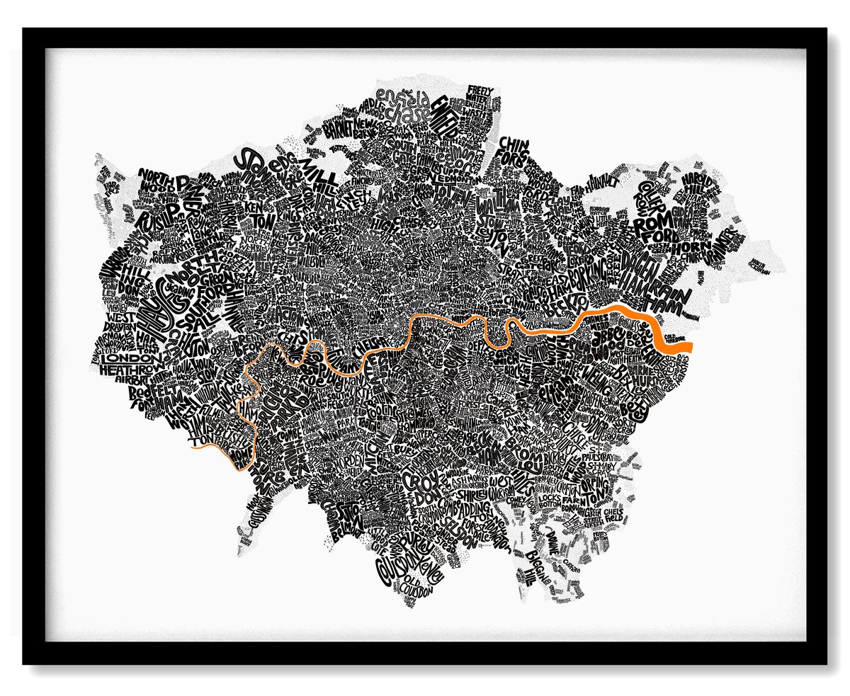 Image of London - Personalised Typographic Map - White