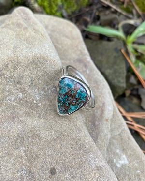 Image of Parrot Wing Chrysocolla & Sterling Silver Ring - Size 8 1/2