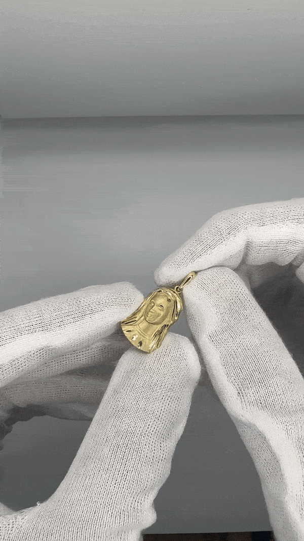 Image of 14K Gold Diamond Cut Mary Charm Pendant