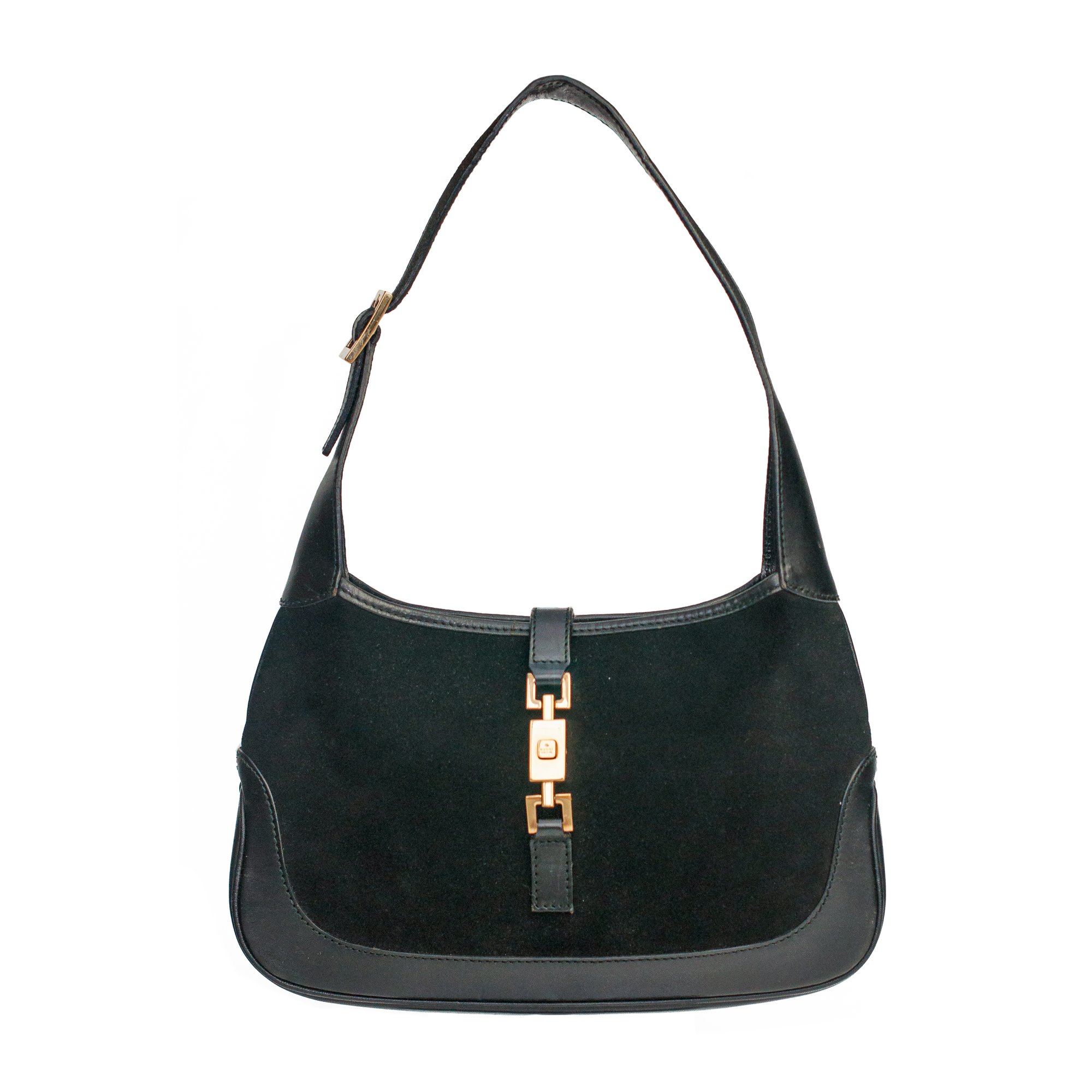 Image of Gucci Black Suede & Leather Jackie Shoulder Bag