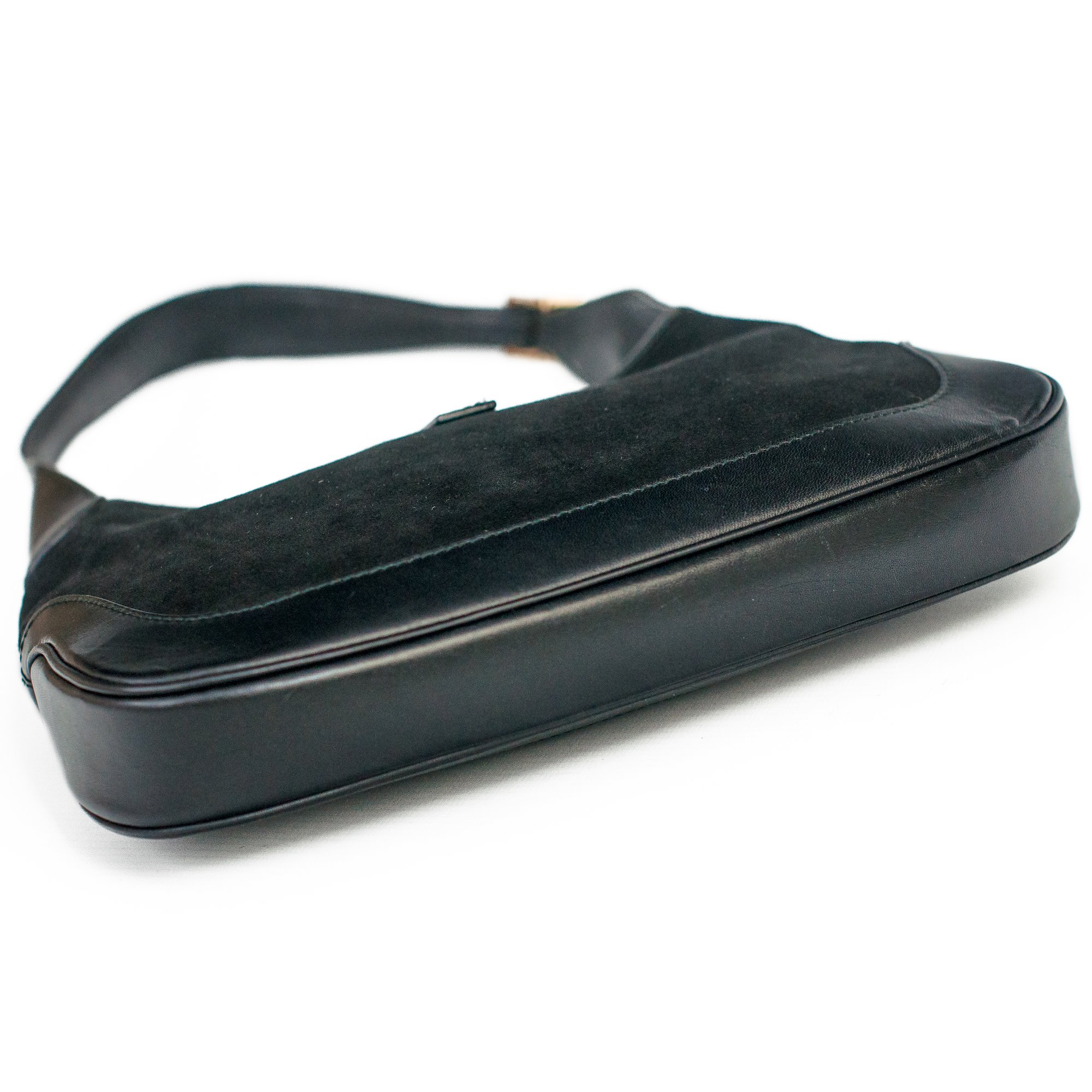 Image of Gucci Black Suede & Leather Jackie Shoulder Bag
