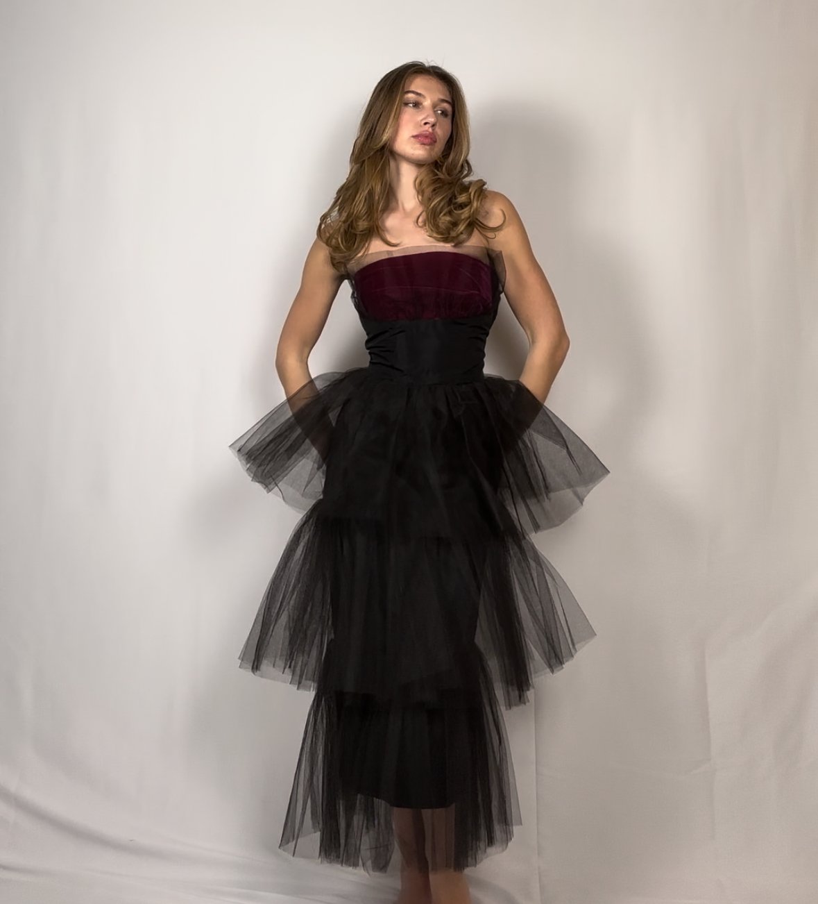 【美品】etoll.／Lame tulle chiffon dress 美品】etoll.／Lame tulle chiffon dress