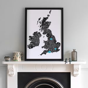 Image of UK & Ireland - Personalised Typographic Map