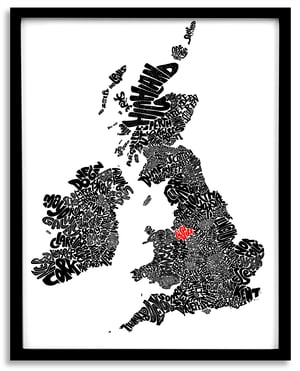 Image of UK & Ireland - Personalised Typographic Map