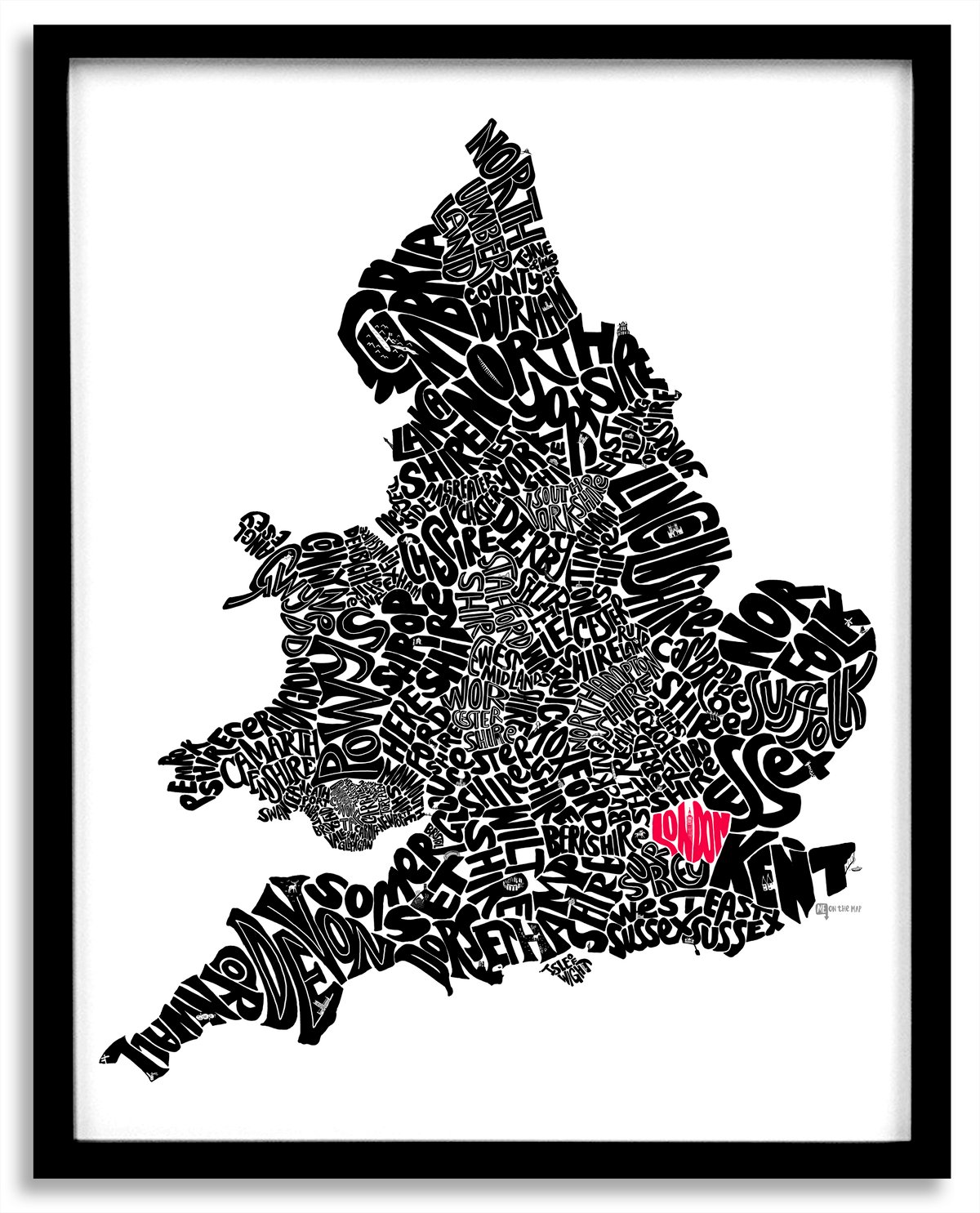 Image of England & Wales - Personalised Typographic Map