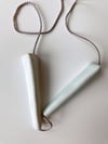 Porcelain necklace, silk chord in cloud, two shades of white