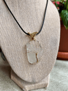 Gold Tree of Life White Sea Glass Pendant