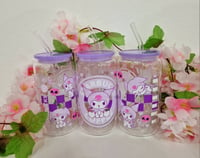 Image 1 of Kuromi Starbucks pastell Trinkglas mit Deckel & Strohhalm 16 Oz