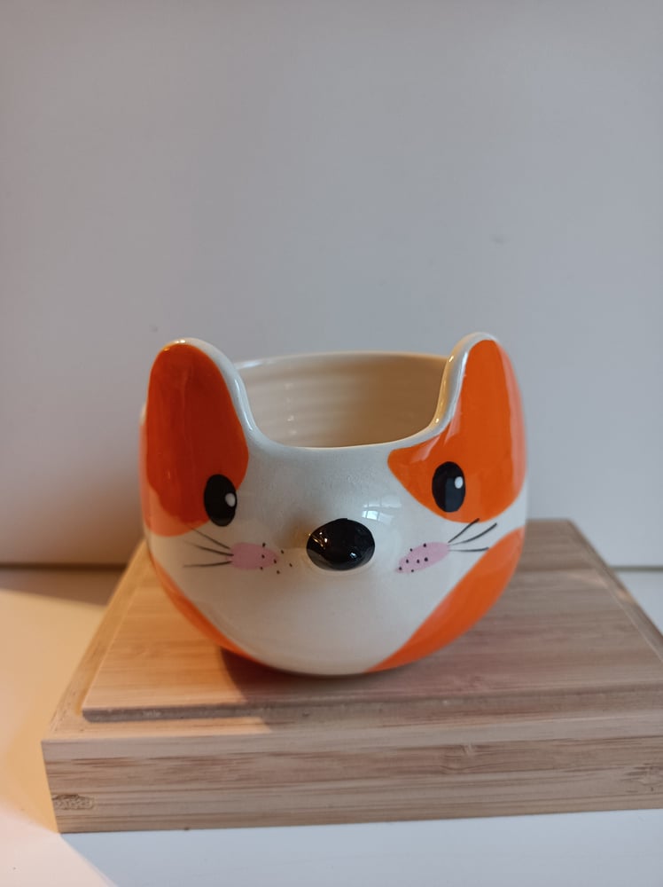 Image of Petit pot chat orange vif