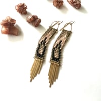 Image 3 of Peach Fuzz Tapestry Earrings