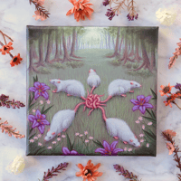 Image 1 of "The Rat King" original mixed media painting on 8 inch canvas