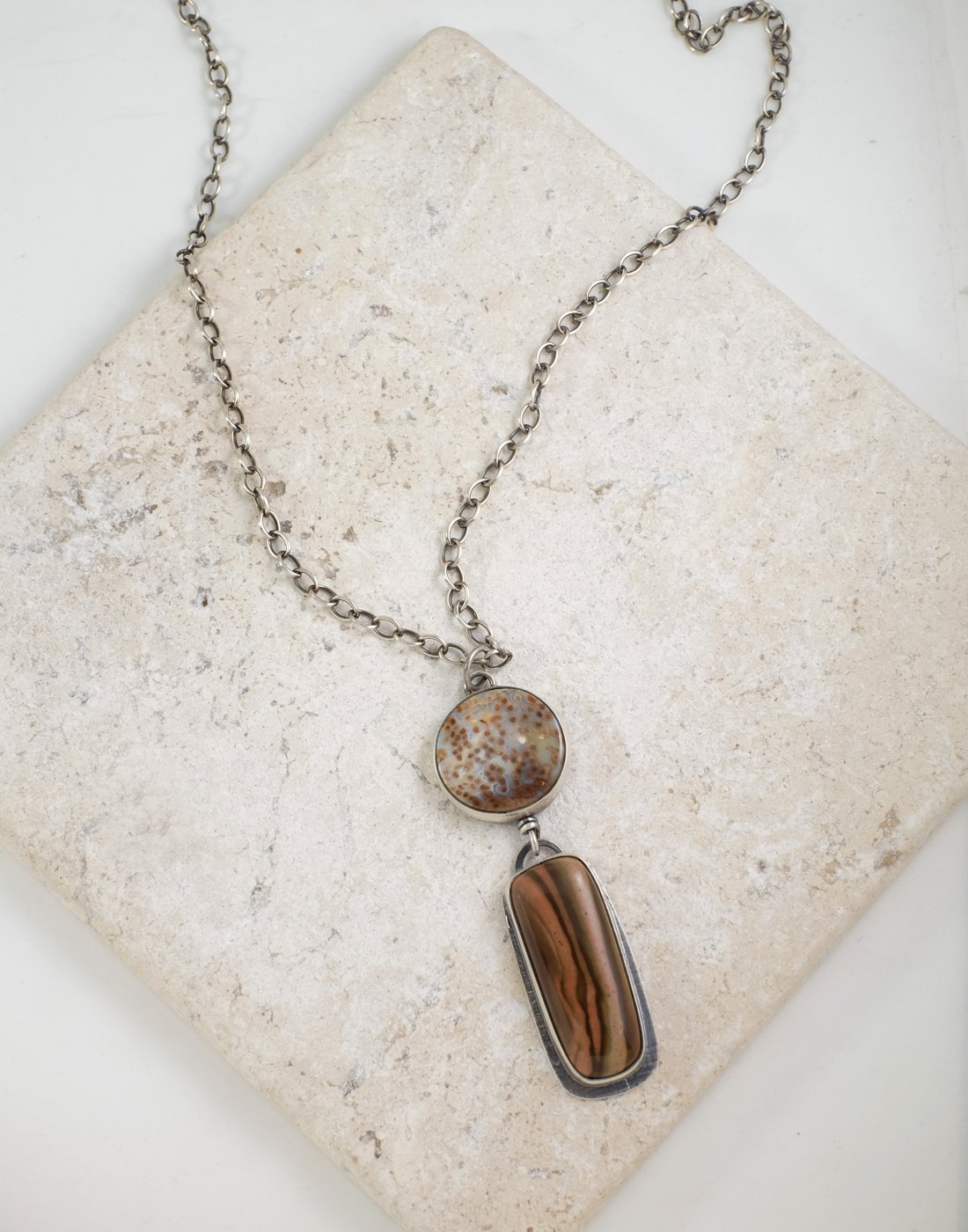 Image of Petrified Palm and Madagascar PolyChrome Jasper