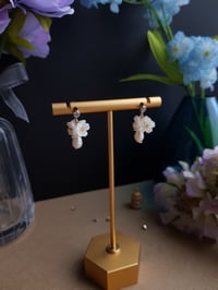 Image 4 of White MOP Mini Flower CZ Earrings | Noémi