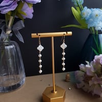 Image 3 of Quatrefoil MOP Pearl Dangle Earrings 1 | Silvie