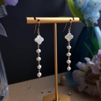 Image 2 of Quatrefoil MOP Pearl Dangle Earrings 1 | Silvie