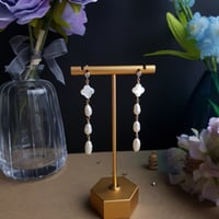 Image 5 of Quatrefoil MOP Pearl Dangle Earrings 4 | Simona