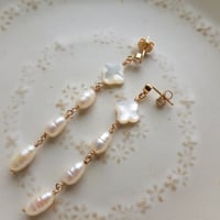 Image 3 of Quatrefoil MOP Pearl Dangle Earrings 4 | Simona