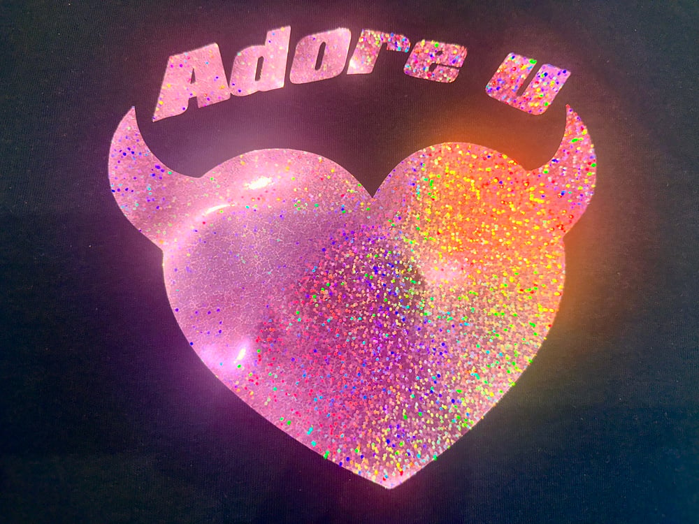 Image of RESTOCK New Adore U Valentine Tee 🩷😈🪽💞Black and Pink