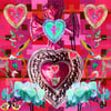 Valentines Hearts & Flowers Set of 4 Cards