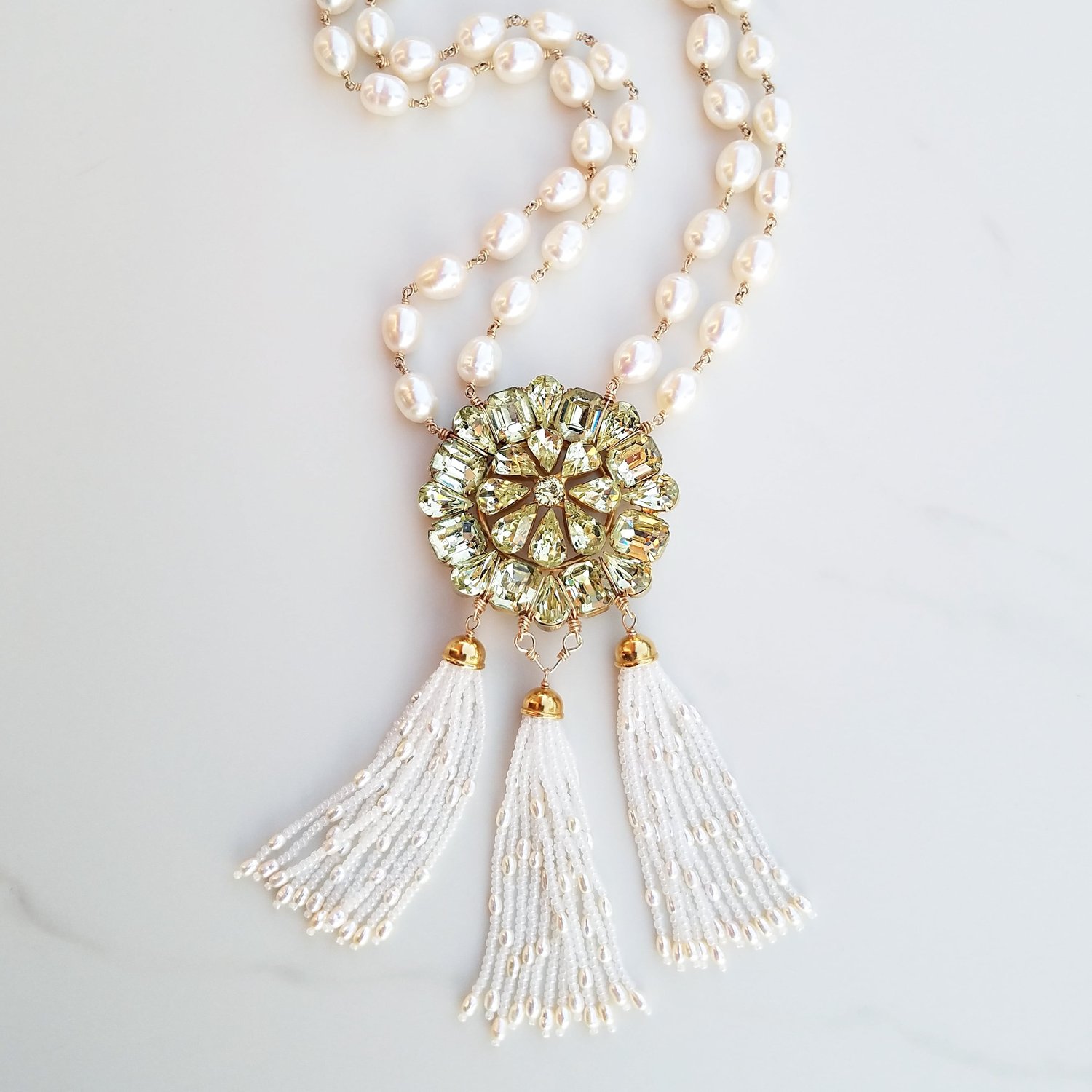 Vintage Rhinestone & Pearl Necklace