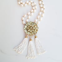 Image 1 of Vintage Rhinestone & Pearl Necklace