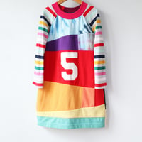 Image 2 of rainbow 5T five 5 5th fifth bday party birthday courtneycourtney upcycled longsleeve tunic dress