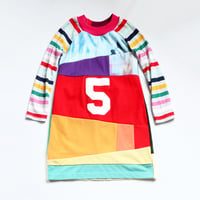Image 1 of rainbow 5T five 5 5th fifth bday party birthday courtneycourtney upcycled longsleeve tunic dress