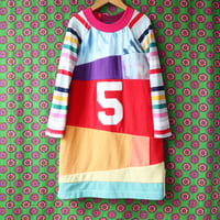 Image 3 of rainbow 5T five 5 5th fifth bday party birthday courtneycourtney upcycled longsleeve tunic dress