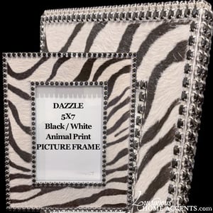 Image of Black and White Animal Print 5x7 Picture Frame With Crystal Accents