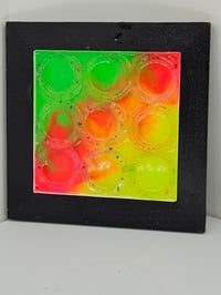 Image 1 of 4.5 in wood panel - tye dye glow resin