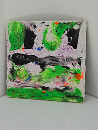 Image 1 of Textured art panel- green/ aqua glow