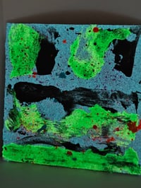 Image 2 of Textured art panel- green/ aqua glow