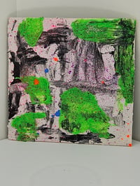 Image 1 of Textured art panel- green/aqua glow