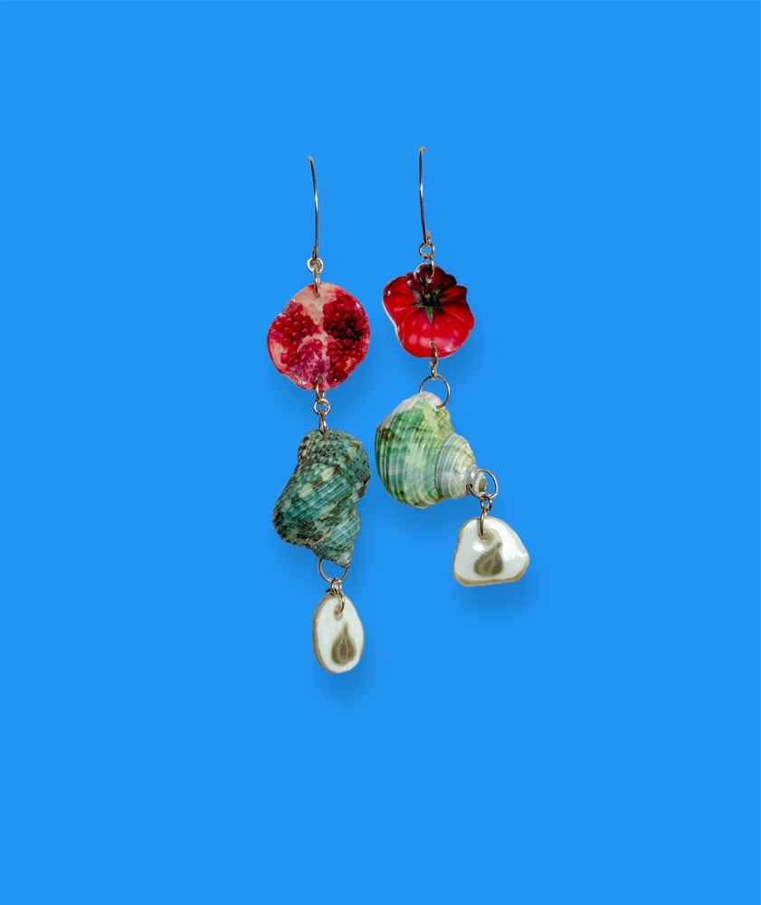 Image of emerald pomegranate earrings