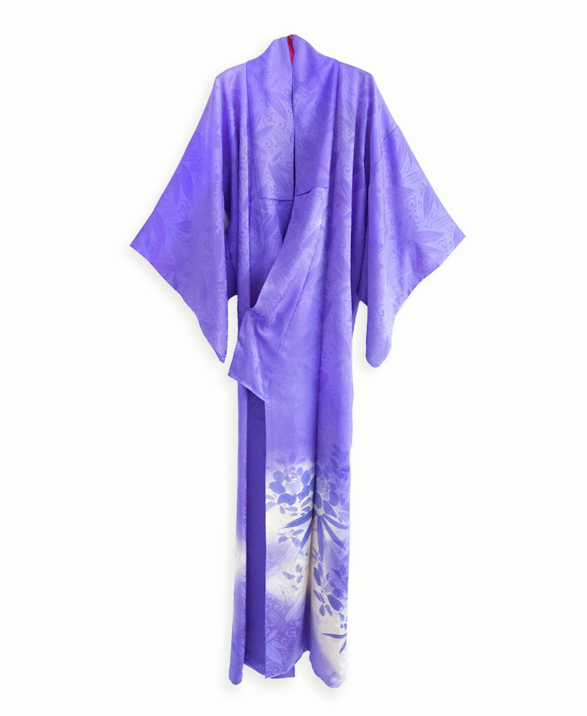 Image of Silkekimono (dame) i violette nuancer med blomstertryk