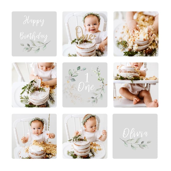 Image of First Birthday Collage/ Template/ Boho/ Minimalistic