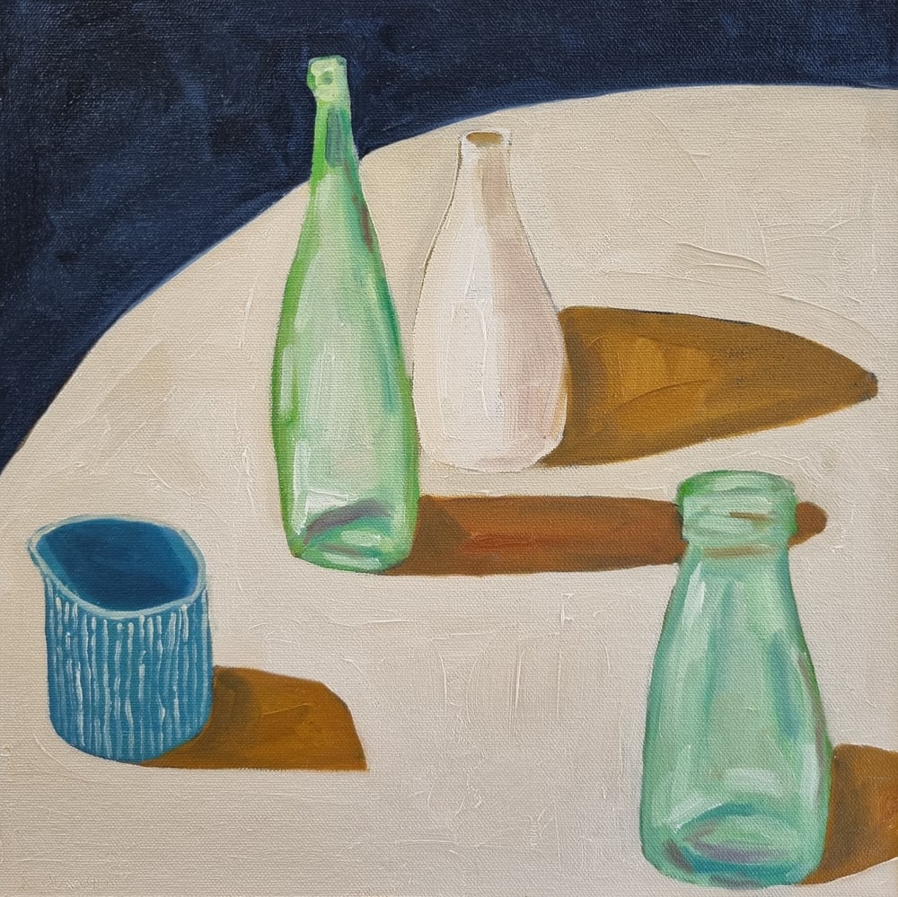 Image of Two Bottles, Small Jug, and a Vase