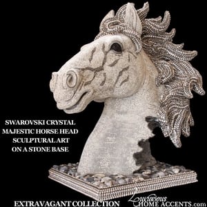Image of Majestic Horse Head Sculpture On A Quartz Stone Base