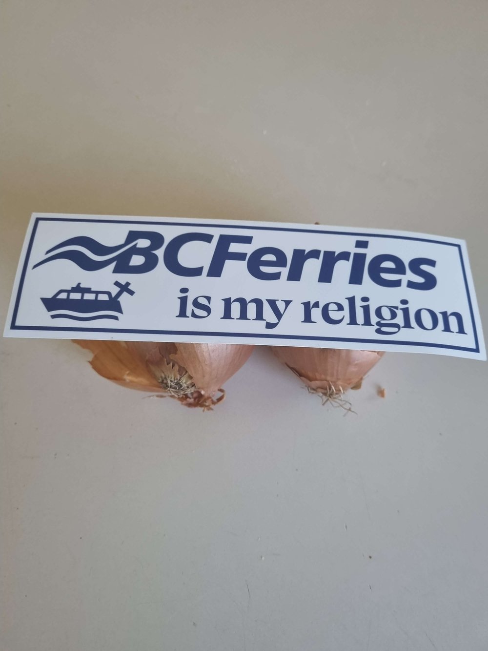 Image of BC Ferries Is My Religion slap (white)