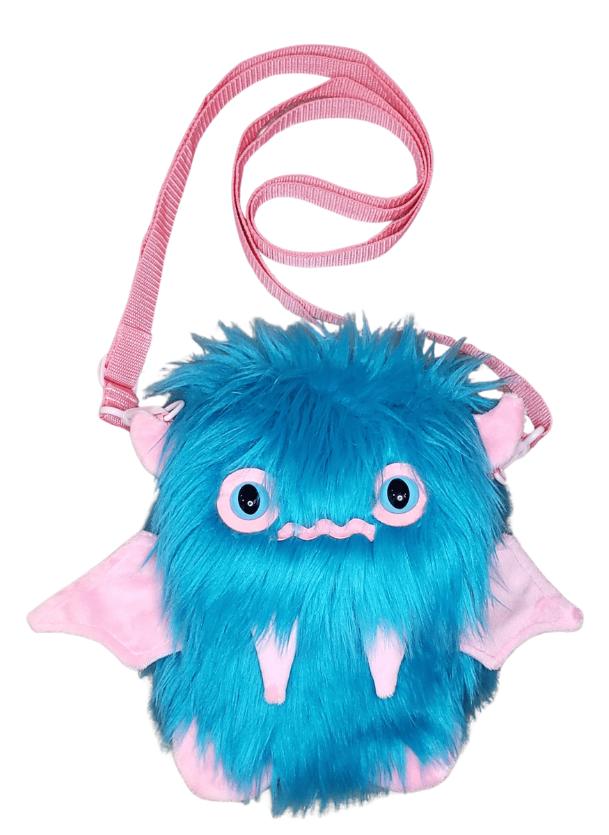 Bubbleyum the Blue and Pink Floof Monster Friend BACKPACK/Messenger Bag