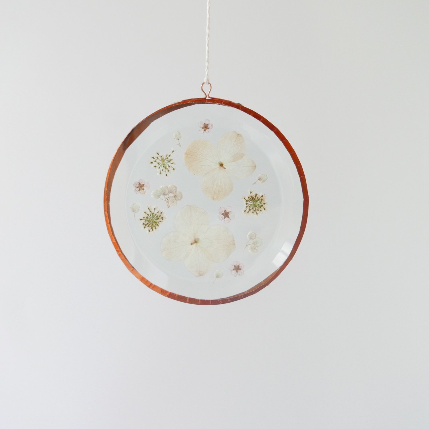 Image of Pressed Flower Suncatcher Hydrangea and Blossoms