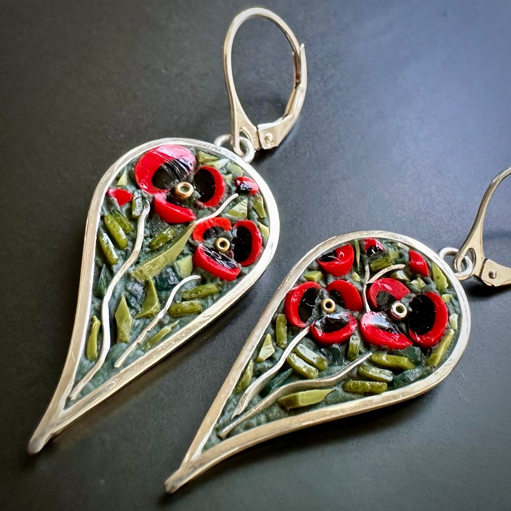 Image of Leaf Poppy Earrings