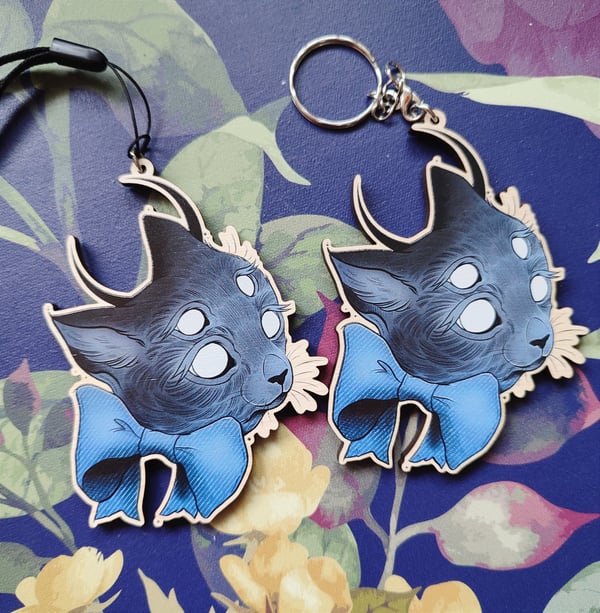 Image of Black cat keychain / phone charm