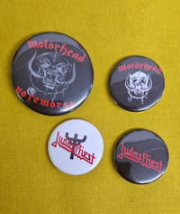 Image 1 of Motorhead / Judas Priest badges (Individual or as a pack)