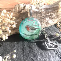 Image 2 of Robin on Blossom Resin Pendant