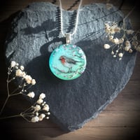Image 4 of Robin on Blossom Resin Pendant