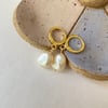 glass pearl nugget huggie hoop earrings