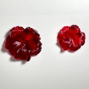 Red lucite flower earrings
