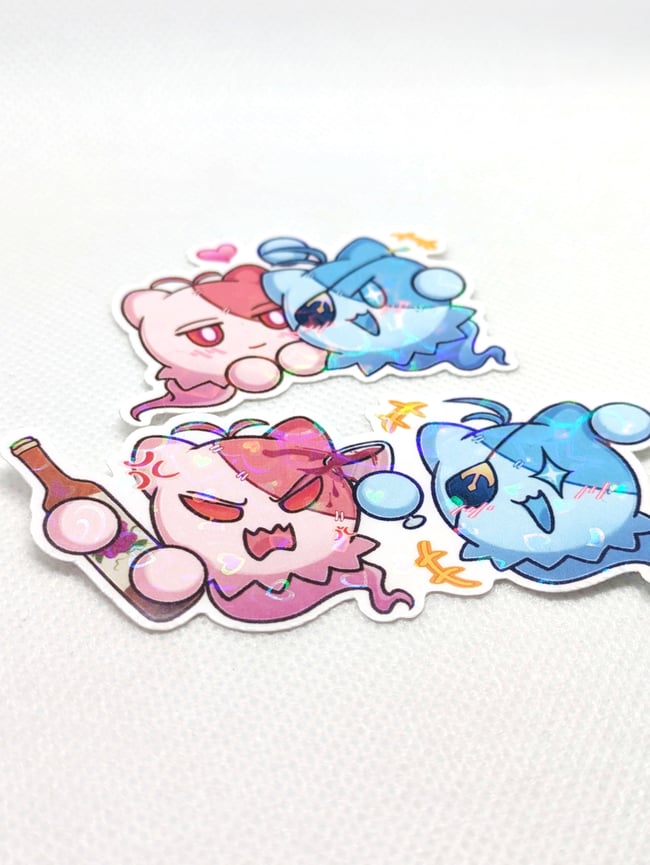 2"-2'5" Inch Holographic Kaeluc Wubbaboo Stickers x2