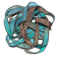 Image 2 of 1PC. AQUATICS 42" hand dyed wrist wrap bracelet silk ribbon/by COLOR KISSED SILK